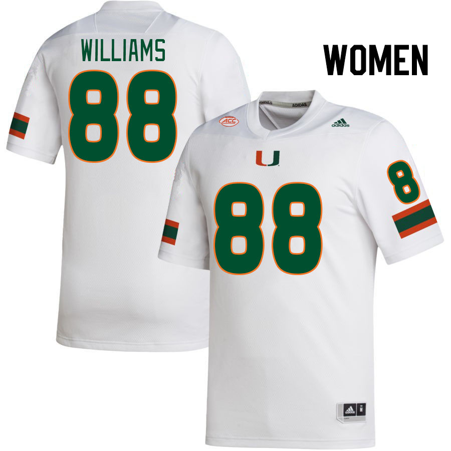 Women #88 Riley Williams Miami Hurricanes College Football Jerseys Stitched-White